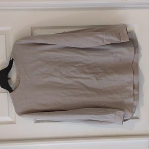 Women's Japanese Flannel Long Sleeve Tunic Top in Light Taupe